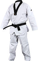 1 All White Униформа adidas Champion II Taekwondo Dobok с черным V-образным вырезом