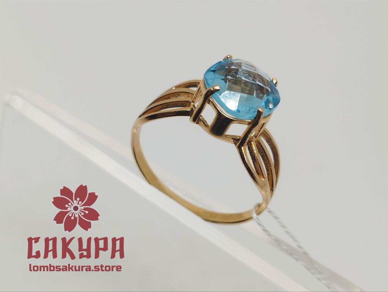 Золота Каблучка зі вставкою топаз