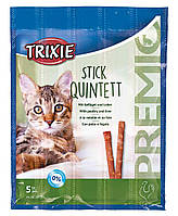 Ласощі для котів Trixie PREMIO Quadro-Sticks 5 шт М'ясні палички добавка зі смаком домашньої птиці