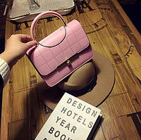 Стильная и модная мини сумка , Маленькая женская сумочка клатч из экокожи Розовый цвет