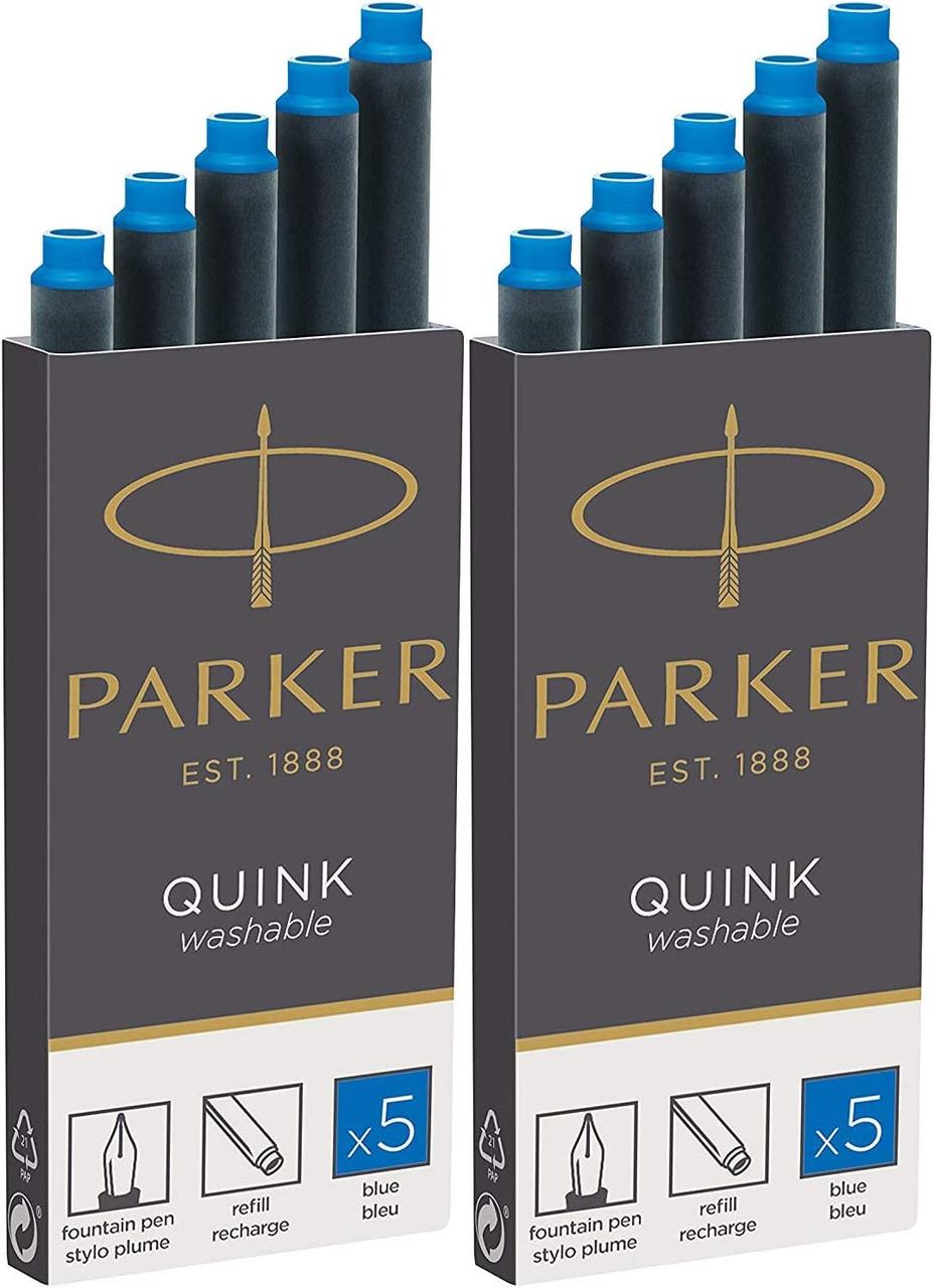 10 Cartridges Blue Заправні картриджі Parker Quink з миючими чорнилами, 10 синіх чорнил (3016031PP) (10 к