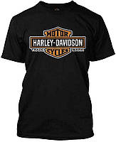 Мужская удлиненная оранжевая футболка Harley-Davidson Bar Shield, черная, 30290285