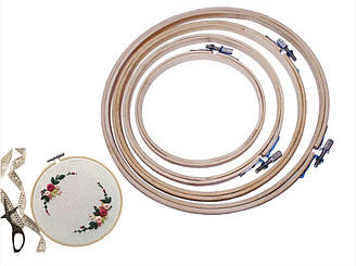 Дерев'яні п'яльця круглі для вишивки різного діаметру в наборі 4 шт Рамка для вишивання з гвинтом