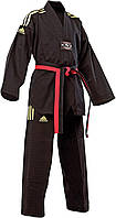 00 Black W/Yellow V-neck) Униформа adidas Champion II Taekwondo Dobok с черным V-образным вырезом