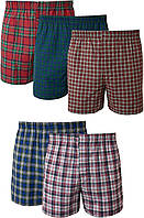 Large 5 Pack - Assorted Plaid Мужские трусы-боксеры без тегов Hanes с открытым поясом, мульти-наборы