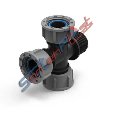 Хрестовина з 3-ма накидними гайками 1" дюйм, (четверник американка), фітинги для систем холодного водопостачання