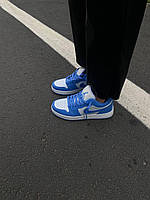 Кроссівки жіночі весна осінь Nike Air Jordan 1 Low White / Blue. Кросси для дівчат Найк Аір Джордан 1 Лоу., фото 3
