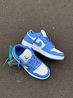 Кроссівки жіночі весна осінь Nike Air Jordan 1 Low White / Blue. Кросси для дівчат Найк Аір Джордан 1 Лоу., фото 7