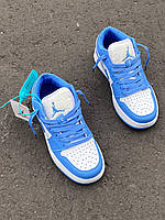 Кроссівки жіночі весна осінь Nike Air Jordan 1 Low White / Blue. Кросси для дівчат Найк Аір Джордан 1 Лоу., фото 4