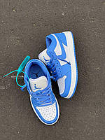 Кроссівки жіночі весна осінь Nike Air Jordan 1 Low White / Blue. Кросси для дівчат Найк Аір Джордан 1 Лоу., фото 9