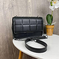 Модная и стильная женская мини сумочка клатч черная стеганная, сумка на плечо для женщин из эко кожи
