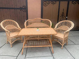 Плетені меблі з диваном та великим столом 120*70