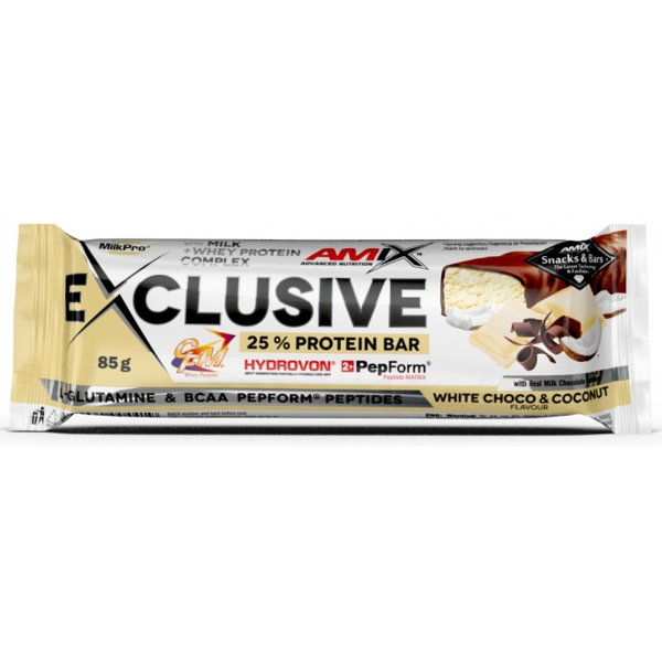 Протеїновий батончик Amix Exclusive Protein Bar 85 г Білий шоколад Кокос