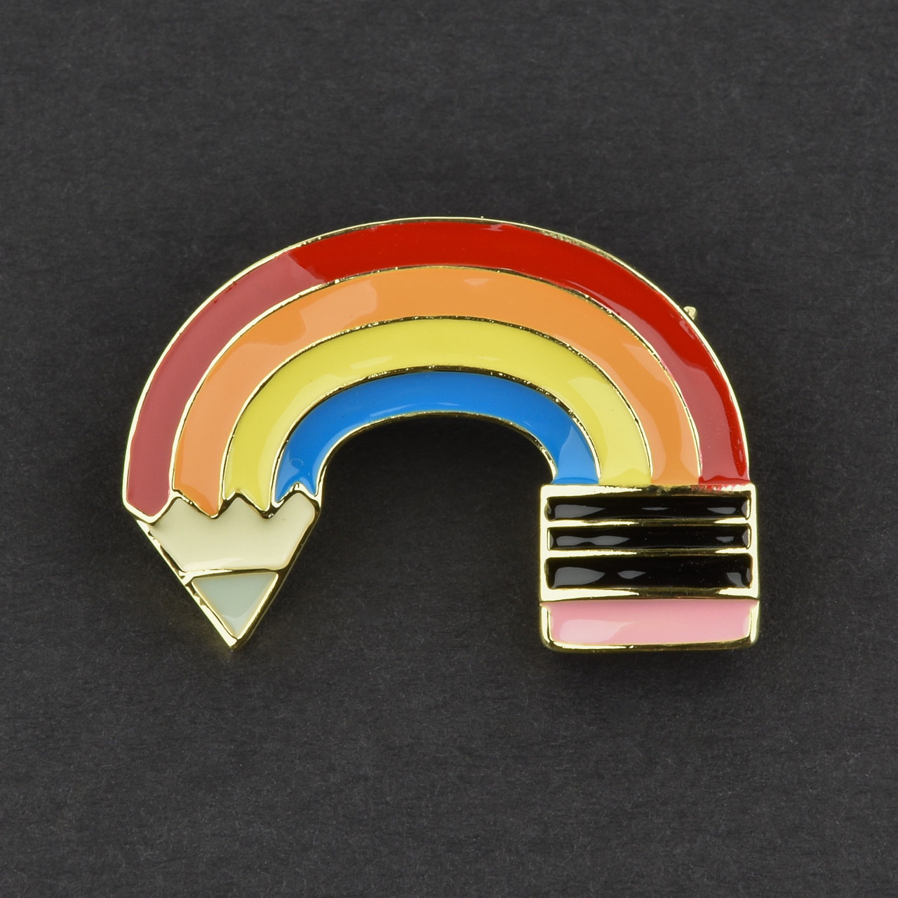 Брошка олівець райдужний покриття акрил золотистий металевий розмір 25Х35 мм - фото 1 - id-p1788850091