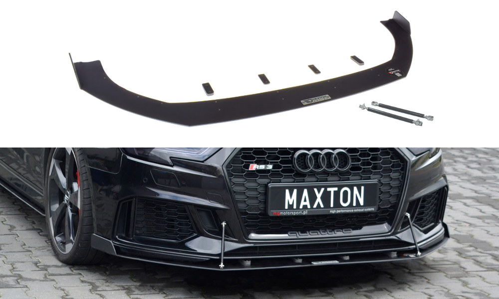 Спліттер Audi RS3 8V Sportback (17-20) тюнінг обвіс губа спідниця елерон (Racing V2)