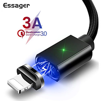 Магнитный кабель черный ESSAGER для iPhone 1метр(PS)