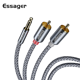 Аудіокабель ESSAGER jack 3.5 мм 2RCA (тато-тато) 3метра