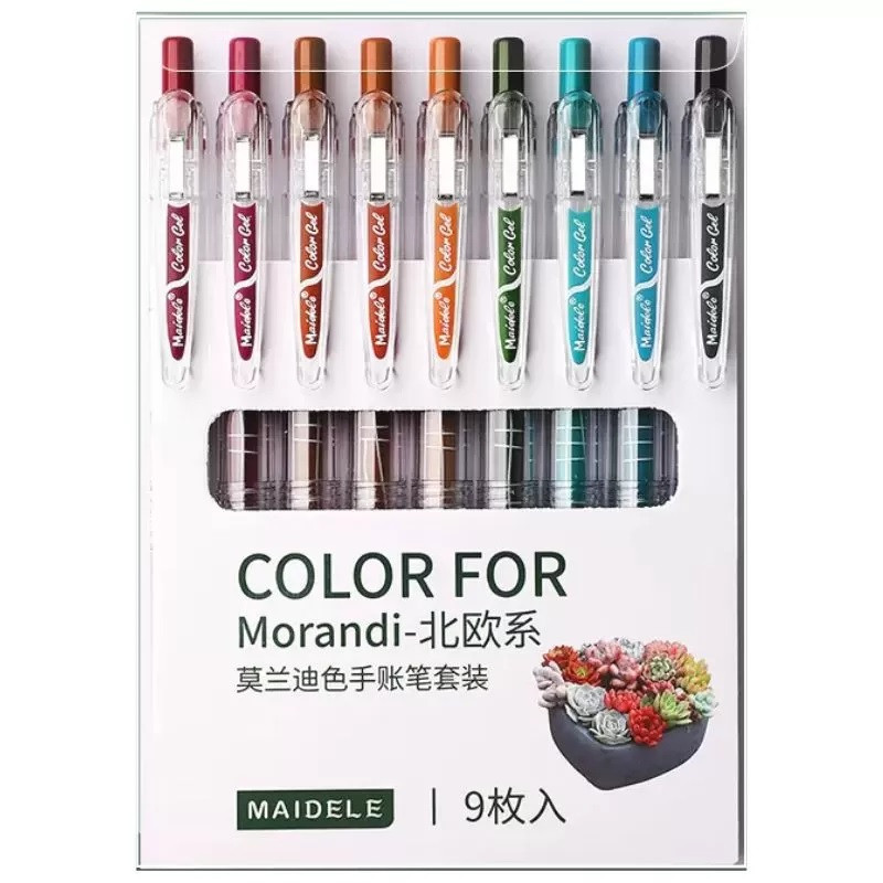 Набір гелевих автоматичних ручок 9 кольорів Morandi Northern Europe 9009D, фото 1