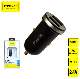 Автомобільний адаптер MINI 2xUSB FONENG + кабель Type-C Black