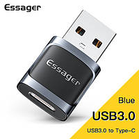Адаптер переходник Essager Blue USB на Type-C 3.0A(PS)