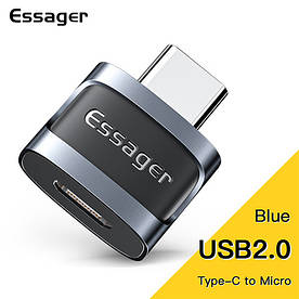 Адаптер Essager Type-C на Micro USB 2.0 Blue