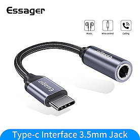 Аудіокабель ESSAGER перехідник для навушників Type C / Jack 3.5мм