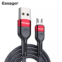 Зарядный кабель ESSAGER micro USB 2.4A черный 1метр(PS)