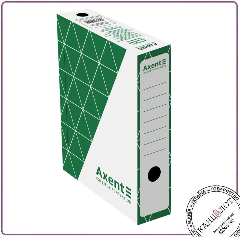 Бокс архівний AXENT з гофрокартону. Розмір 350*255*80мм. Колір: зелений (1731-04-a), фото 1