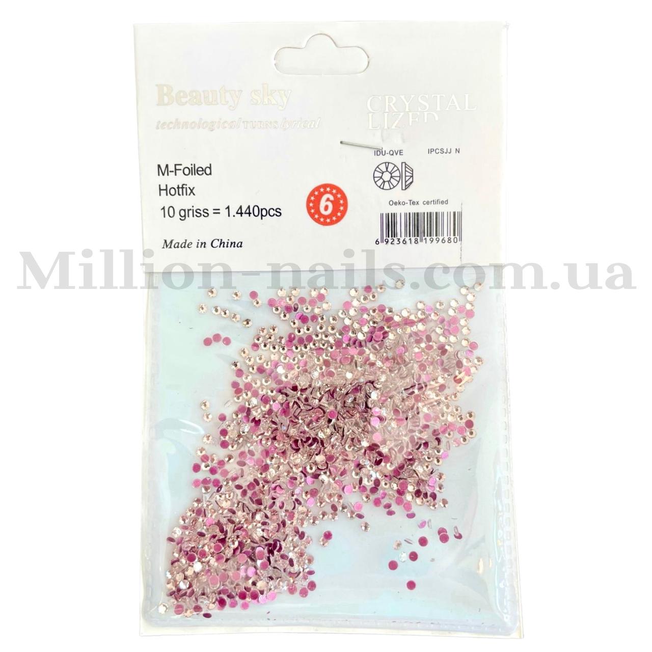 Стрази для декору нігтів рожевий з білим 1440 шт одного розміру №6
