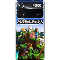 Силіконовий бампер чохол для Xiaomi Poco X4 Pro 5G з малюнком Minecraft