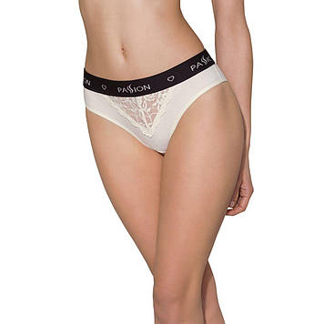 Трусики с широкой резинкой и кружевом Passion PS001 PANTIES ecru, size L  (AS)