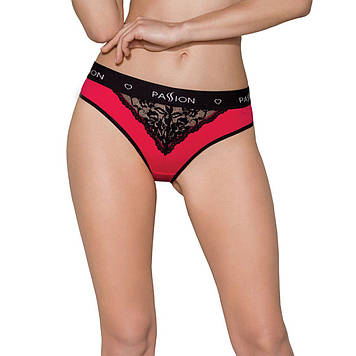 Трусики з широкою гумкою і мереживом Passion PS001 PANTIES red/black, size M  (AS)