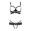 Комплект білизни SARIA SET OpenBra black S/M - Passion Exclusive: стрэпы: откртый ліф, стрінги  (AS), фото 5