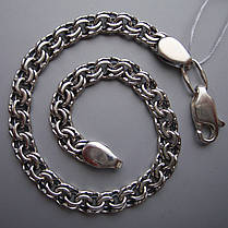 Срібний чоловічий браслет Бісмарк, 220мм, 12 грамів, чорніння, фото 3