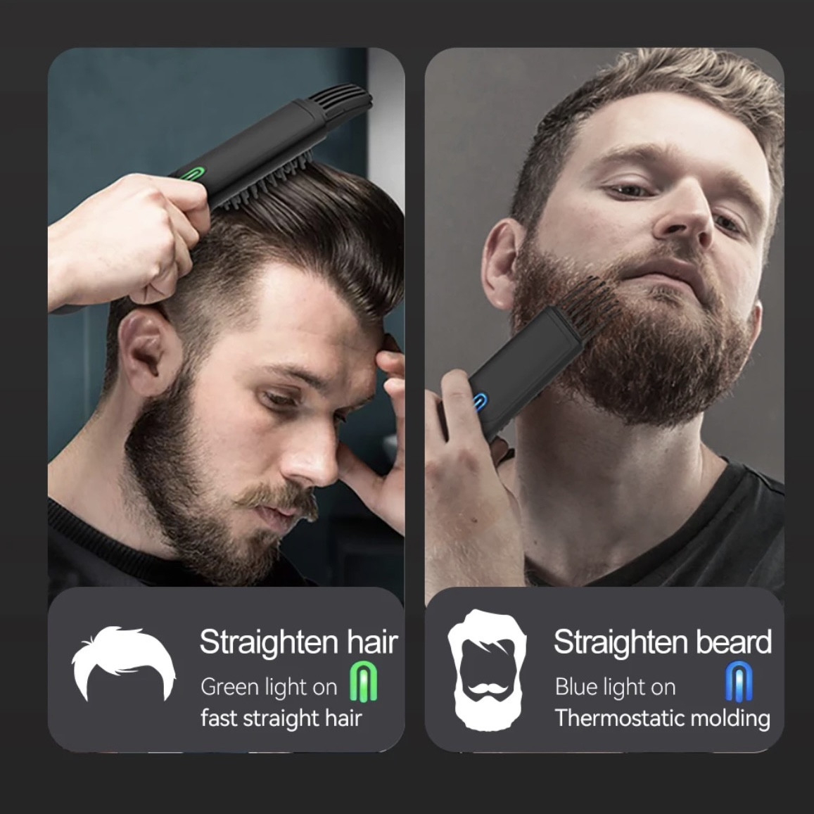 Расчёска выпрямитель для укладки волос и бороды 2в1 для мужчин LS-D901, с ионным нагревом, 3000 mAh - фото 3 - id-p1789007372