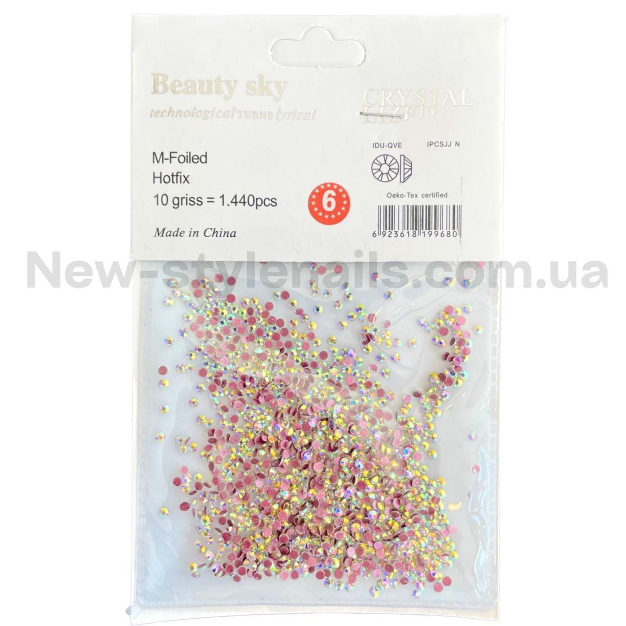 Стрази для декору нігтів рожевий хамелеон 1440 шт одного розміру №6