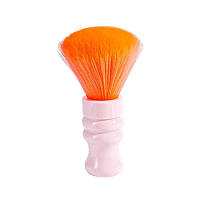 Щетка сметка для волос шеи после стрижки для парикмахера барбера оранжевая круглая 150 мм