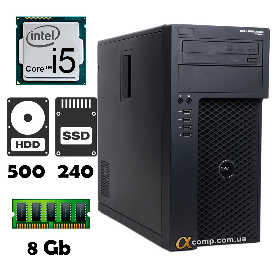 Dell Precision T1650 (i5 3330 • 8Gb • 500Gb • ssd 240Gb) MT