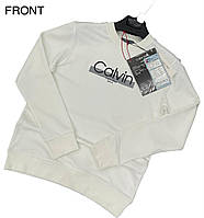 Мужской брендовый свитшот Саlvіn белый качественный Кофта без капюшона Свитер с принтом бренд