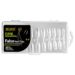 Тіпси для нарощування нігтів BELEON False Nail Tips овальні прозорі 240 штук