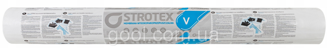 Супердифузійна мембрана Стротекс (Strotex) 1300V щільність 135 гр/м2 розмір 1,5х50 метрів рулон 75 м2