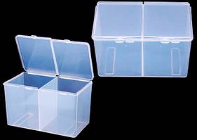Контейнер пластиковий LPnails прозорий 2 секціїEStyle