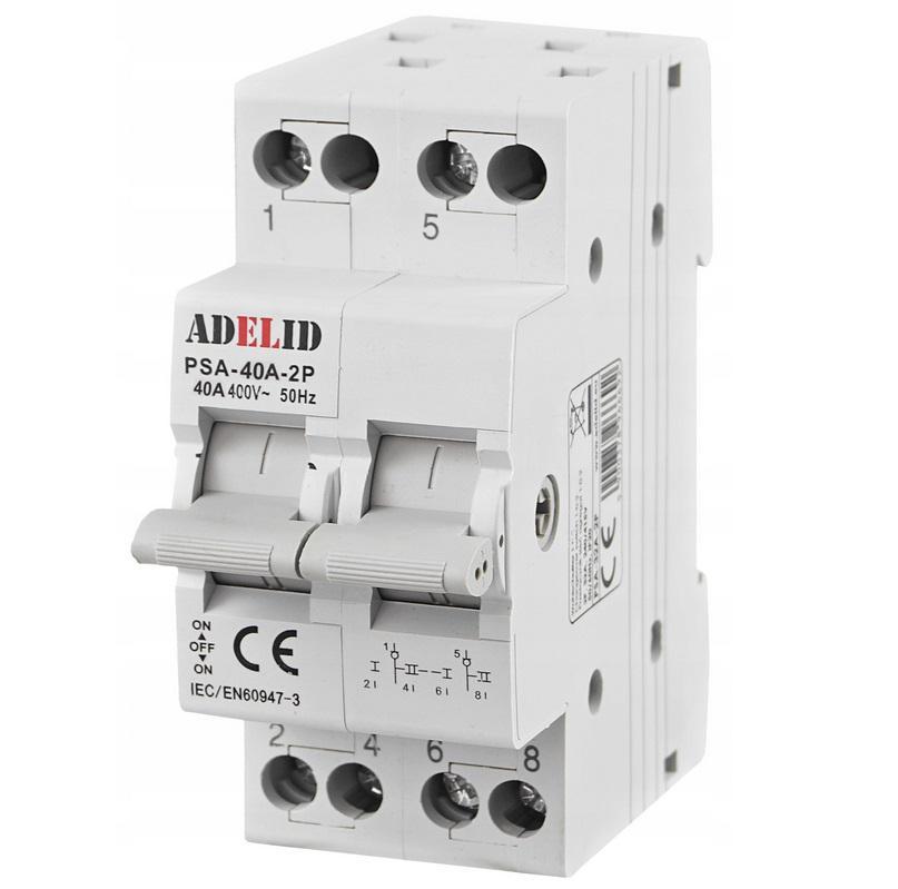 Трьохпозиційний перемикач навантаження Adelid PSA-40A-2P 2 полюса, 40 ампер