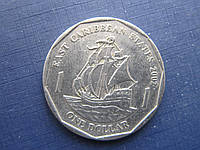 Монета 1 доллар Восточно-Карибские штаты Британские Карибы 2002 корабль парусник