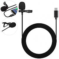 Проводной петличный микрофон DM TYPE-C MK-3 / Микрофон петличка / Мини микрофон для телефона