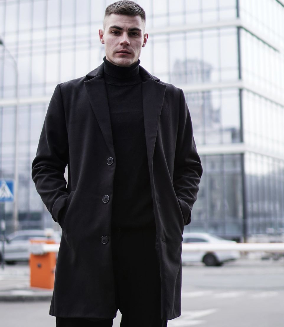 Пальто чоловіче кашемірове класичне довге чорне весна-осінь Туреччина. Живе фото, фото 1