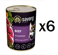 Упаковка вологого корму для дорослих собак Savory 6штх400 г (яловичина