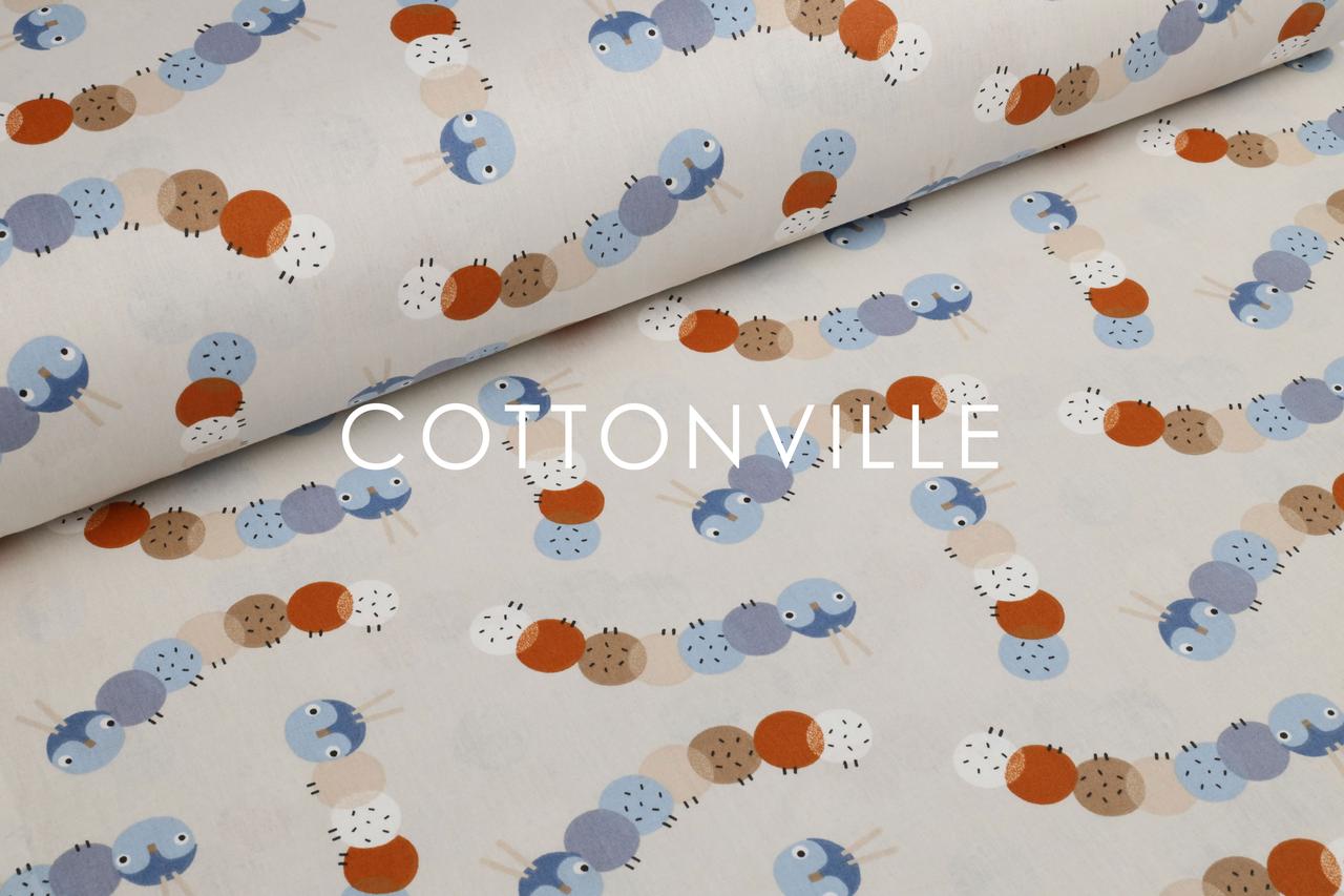 Ранфорс 240 см Гусенички на бежевому Organic cotton