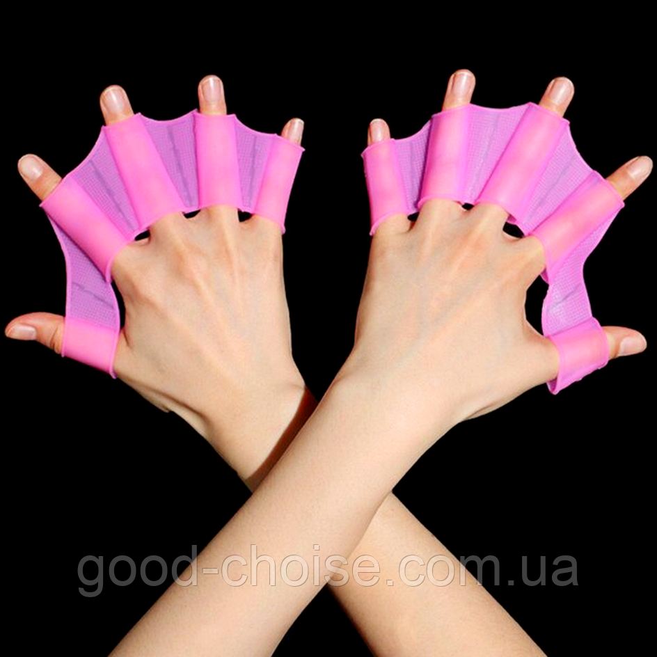 Перчатки для плаванья, размер М, Розовые / Силиконовые ласты на руки / Перепонки для плавания - фото 2 - id-p1789091017