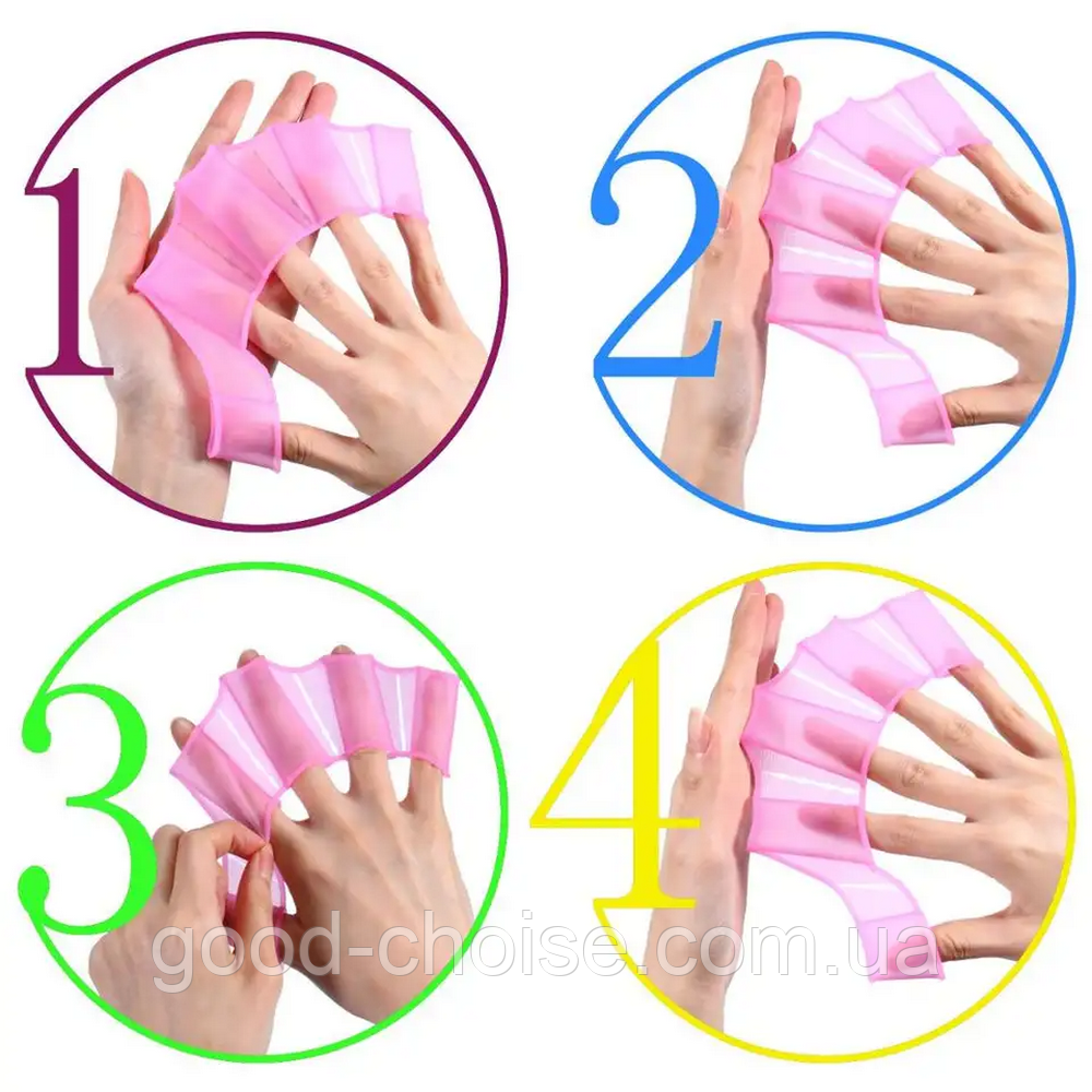 Перчатки для плаванья, размер М, Розовые / Силиконовые ласты на руки / Перепонки для плавания - фото 8 - id-p1789091017